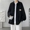 Camisa de Manga Larga de Pana Retro Estilo Japonés para Hombre Primavera y Otoño Moda Marca Sentido del Diseño Simple Casual Holgada Chaqueta