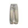 Ouswe American Heavy Industry Jeans Retro Lavados Azul Claro para Hombre Marca de Moda Pantalones Cargo Holgados Pantalones de Pierna Ancha Rk156