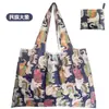 Bolsa de compras portátil plegable grande con estampado de bolsa de supermercado para comestibles, bolsa de tela multiusos, bolsa de almacenamiento, venta al por mayor en stock
