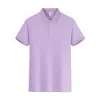 Camisa Polo de Seda de Gelo com Logo Personalizado, Roupa de Trabalho de Verão para Homens e Mulheres, Camisa de Colarinho de Manga Curta, Camiseta de Trabalho Personalizada com Bordado