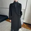 Nuevo abrigo de lana de doble cara para otoño e invierno para mujer, largo, holgado, simple, con cuello de solapa, hecho de lana pura