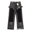 Pantalones Largos Casuales Unisex con Estampado de Letras Logo y Cordón Estilo Básico Tinta Salpicada Ropa de Pareja
