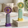 Comercio Exterior Color Sólido Bloque de Color Manija Cuadrada Turbina Ventilador Pequeño de Carga Ventilador Eléctrico Pequeño Portátil para Exteriores Base Desmontable