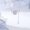 Collar original de luna y ala para mujer, de plata pura, con diseño de celebridades de Internet, de verano, con cadena de clavícula con estrella y luna, con piedra lunar.