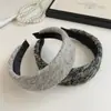 Faixa de Cabeça Larga Vintage com Lã Grossa para Mulheres, Outono/Inverno, Coroa Alta, Emagrecimento do Rosto, Acessório de Cabelo Versátil