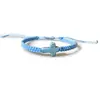 Pulsera de Mano Tejida a Mano con Cruz Turquesa de Venta Caliente Transfronteriza, Cuerda de Mano Tejida a Mano, Pulsera Ajustable Unisex para Pareja, Tobillera de Playa