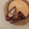 Zapatos Mary Jane de tacón alto y grueso con lazo de princesa, nuevos zapatos de verano y otoño 2024 para mujer, zapatos de plataforma de boca baja con hebilla de una sola capa.