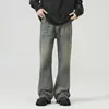 2026 Nuevos Jeans Rayados Lavados de Bambú Retro Americano Resistentes para Hombre, Pantalones de Corte Slim Ligeramente Acampanados con Estilo Trendy