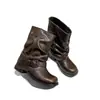 Botas de media caña retro de moda y versátiles para mujer, otoño e invierno 2026, con hebilla de cinturón y tacón grueso, botas apiladas estilo vaquero occidental para mujer