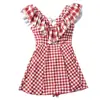 Traje de Baño de Pareja Estilo Coreano Nuevo de una Pieza Estilo Falda Ángulo Plano Conservador Cuadros Estilo Coreano Traje de Baño para Mujer Pantalones de Playa para Hombre