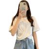 T-shirt cropped branca de manga curta em seda de leite feminina cor sólida modeladora design de verão nicho top de cintura alta ins