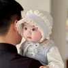 Ins sombrero de princesa para bebé estilo coreano otoño e invierno cálido a prueba de viento protege fontanela sombrero de palacio protección de orejas para bebé niña sombrero para recién nacido