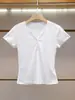 Ropa de Mujer de Gama Alta de Shenzhen Verano Nuevo Estilo Coreano Casual Simple Versátil Adelgazante Color Sólido Camiseta de Manga Corta para Mujer