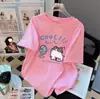Camiseta blanca de algodón puro para mujer, de manga corta, para verano, nueva, linda, simple, talla grande, holgada, adelgazante, con cuello redondo, estilo ins