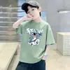 Camiseta de Manga Corta de Algodón Puro para Niños de Verano Estilo Coreano para Niños Grandes y Bebés Camisetas de Media Manga Sueltas y Lindas con Dibujos Animados de Moda