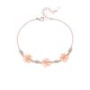 Collar de trébol con piedra de ojo de gato para mujer, pulsera con colgante de flor de diamante rosa, joyería de corazón para niña, traje de flor de melocotón rosa