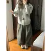 Moda Coreana Estilo Popular Estilo Perezoso Sudadera con Capucha Espesa de Terciopelo para Mujer Otoño e Invierno Chaqueta Cárdigan Holgada con Cremallera Ins