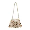 Bolsa de Malla con Cuentas de Estilo Étnico para Vacaciones, Nuevo Estilo de Verano para Mujer, Elegante Bolso Tejido de Alto Valor Estético, Bolso de Mano Sencillo