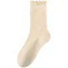 Calcetines de Algodón con Borde Enrollado para Otoño e Invierno, Calcetines de Media Caña para Mujer, Calcetines de Encaje Sin Costuras, Calcetines de Encaje Hechos a Medida 2026 de la Empresa de Calcetines Zhuji