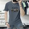 Lan Sheng Yi Camiseta de manga curta masculina gola redonda 2025 nova moda verão casual masculina estampada meia manga top T