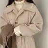 Abrigo largo de lana estilo INS coreano
