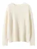 Novo suéter de cashmere outono e inverno para mulheres, blusa base de tricô com decote redondo vazado, suéter de cashmere casual moderno e versátil