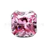 Pendiente para el lóbulo de la oreja Jiangtai F136 de titanio con montura de garra de fondo redondo con circonita cuadrada y redonda, joyería para piercing de titanio aleación G23, pendiente para el lóbulo de la oreja