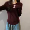Camiseta interior gruesa con forro polar para otoño e invierno, camiseta de manga larga ajustada para mujer con estampado de espina de pescado, versátil y favorecedora