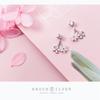 Pendientes de plata s925 con diseño de elfo y flor, con incrustaciones de diamantes, estilo artístico de dos piezas, concha y flor, E6835