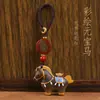 Accesorios Año del Caballo, Talla de Madera Pintada Caballo del Zodiaco, Accesorios de Lingote, Colgante de Borla, Cadena para Teléfono de Caballo, Llavero, Estilo Chino