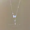 Collar de Borlas de Perlas Mariposa de Doble Capa para Mujer Verano Lujo Accesible Cadena de Clavícula de Gama Alta Accesorios para Faldas de Playa