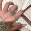 Anillo de Encaje Estilo Buchi Italiano Anillo de Diamante Dorado de Rejilla de Diamante Cepillada de la Edad Media/Antigua