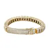 Pulseira de Corrente de Tênis Full Diamond Transfronteiriça para Homens, Estilo Hip-Hop, Cobre Inlaid com Zircônia, Não Desbota, Joia Personalizada da Moda