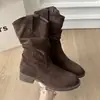 Acessórios femininos da moda outono-inverno 2026: novas botas de salto grosso de cano médio para usar ao ar livre, estilosas e afinam a silhueta, versáteis e confortáveis