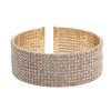 Pulseiras Abertas Exageradas de Strass de 10 Fileiras Europeias e Americanas Mais Vendidas Transfronteiriças Fio de Aço Elástico Diamante Completo Redondas Atacado do Fabricante