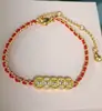 Estilo Igual ao Livro Vermelho Estilo Chinês Dinheiro Dourado dos Cinco Imperadores Pulseira de Corda Trançada Vermelha para Atrair Riqueza e Fortuna Pequena Pulseira de Cabacinha Dourada