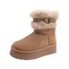 Botas de Nieve Marrones con Felpa Gruesa, Suela Gruesa, para Mujer, Estilo Nuevo 2026, Cálidas de Invierno, Antideslizantes, Botas de Algodón con Piel del Noreste