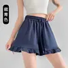 Shorts deportivos con cordón para mujer, nuevo estilo verano 2026, versátiles con diseño de volantes, de cintura alta, adelgazantes, pantalones de pierna ancha