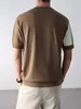 Ropa para Hombre Fengshe / 2026 Verano Nueva Camiseta de Punto de Cuello Redondo para Hombre Estilo Americano de Peso Pesado de Manga Corta Casual de Moda