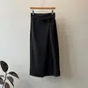 Falda elegante de estilo francés para mujer Beishan Tongshu, falda larga de otoño de cintura alta con placket diagonal irregular 80910