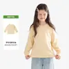 Camiseta básica de algodón puro de manga larga con cuello redondo acanalado, simple y versátil, de ajuste holgado, cómoda para otoño e invierno, suave y amigable con la piel, ropa unisex para niños