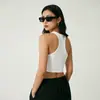 Camiseta deportiva estilo japonés y coreano, top corto acanalado, corte ajustado, sin mangas, camiseta interior de yoga