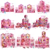 Casa de Brinquedo para Crianças Casa de Bonecas Villa Castelo de Princesa Conjunto Menina Simulação Casa Montada Presente