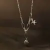 Cadena Corta Estilo 18K Acero de Titanio Garra Concha Exquisita Joyería de Lujo Ligero Acero de Titanio Collar Clavícula Oceánica Estrella de Mar Chapada en Diamante Nicho Oro