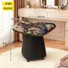 Tocador de Lujo con Taburete para Tocador de Habitación de Niñas de Uso Doméstico, Taburete Sofá para Cambiarse los Zapatos, Silla de Maquillaje Giratoria de Madera Maciza