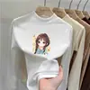 Nueva colección de otoño e invierno: Camiseta base de cuello alto para niñas, top infantil simple y versátil, camiseta de terciopelo alemán de manga larga para niñas pequeñas