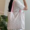 Bolsa de Lona Dupla Face com Relevo para Meninas Fresca, Fofa e Doce Nova de Verão Grande Capacidade Casual Portátil Bolsa de Ombro