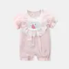 Mameluco de Bebé Niña Verano Nuevo Estilo Recién Nacido Algodón Súper Lindo Mameluco Corto Conjunto de Verano 2206 Ropa para Bebés