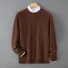 Suéter de Moda Nuevo Otoño e Invierno Holgado Casual Versátil Capa Base Tejido Suéter de Lana de Cuello Redondo para Hombre Engrosado Venta al por Mayor