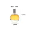 Botella de perfume de vidrio transparente esférica con tapa metálica recta dorada y plateada, botella con atomizador, botella dispensadora de perfume portátil de múltiples capacidades